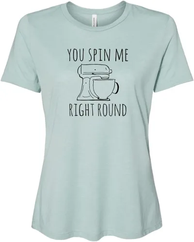 Vista 20 de Cute Women's Screen Printed Crew Neck Tee, Shirts With Sayings, Dusty Blue or Olive