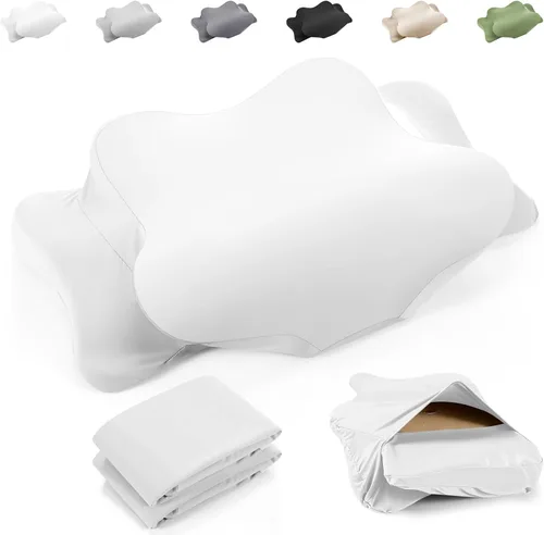 Vista 8 de Hahafelt 2 Pcs Cooling Cervical Neck Pillowcase, Dark Gray, Queen Size Gris Oscuro