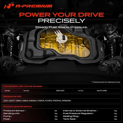 Vista 2 de Módulo de Bomba de Combustible Eléctrico A-Premium con Unidad de Envío Compatible con Honda Accord 2003 2004 2005 2006 2007, L4 2.4L, Gasolina