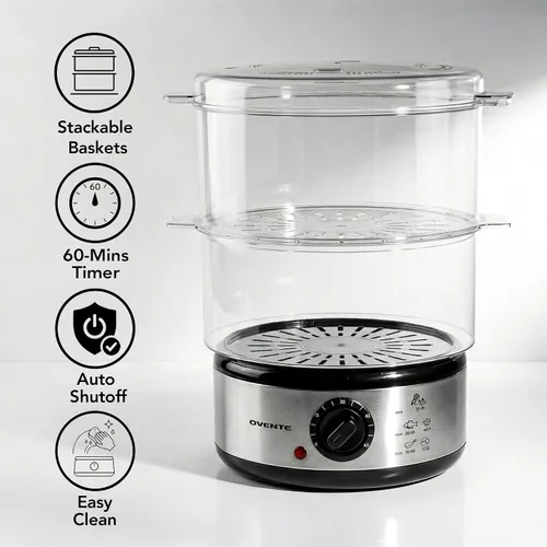 Vista 9 de OVENTE - Vaporizador eléctrico de 2 niveles, acero inoxidable de 5 cuartos