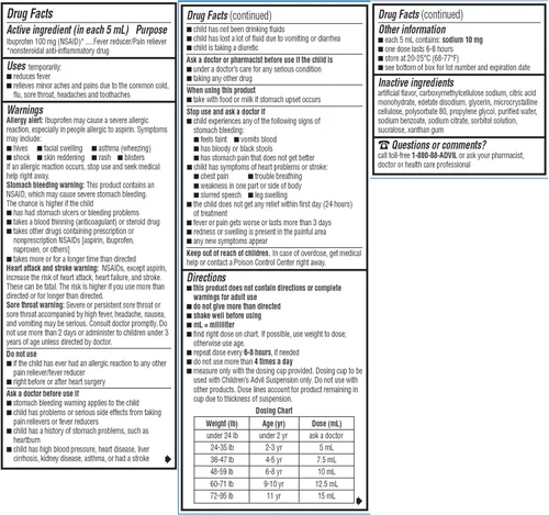 Vista 16 de Children's Advil Analgésico y reductor de fiebre, suspensión oral de ibuprofeno sin colorantes y sin azúcar, sabor a bayas, 4 onzas líquidas