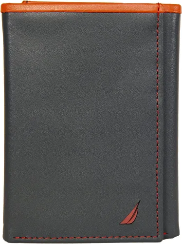 Vista 64 de Nautica Men's Trifold Wallet RFID Blocking Protection ID Window Card Slots Genuine Leather Durable