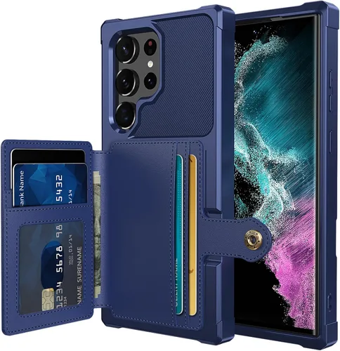 Vista 162 de Funda para Samsung Galaxy S21 Ultra con tarjetero, compatible con soporte magnético para automóvil, resistente a los golpes, resistente, suave, TPU