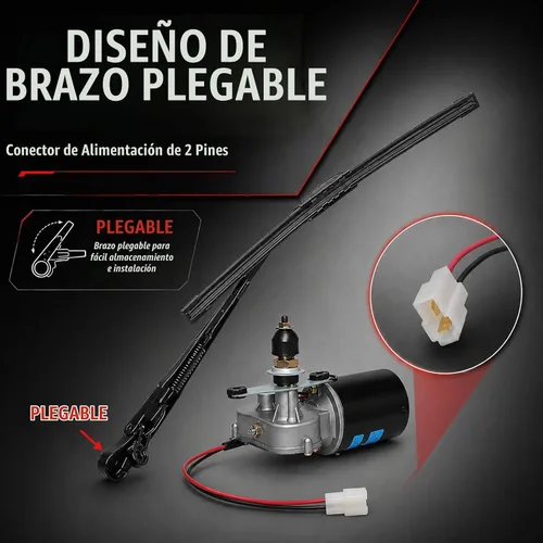 Vista 5 de Kit de limpiaparabrisas UTV de 12 V con hoja de 16 pulgadas, conjunto de motor de barrido de 90° Kit de limpiaparabrisas eléctrico Polariss RZR