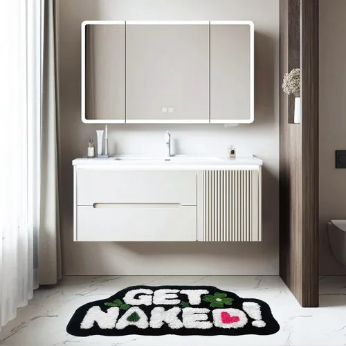 Vista 7 de Get Naked - Alfombra de baño negra – Divertida alfombra de baño antideslizante de felpa, 20 x 40 pulgadas, microfibra absorbente de secado rápido