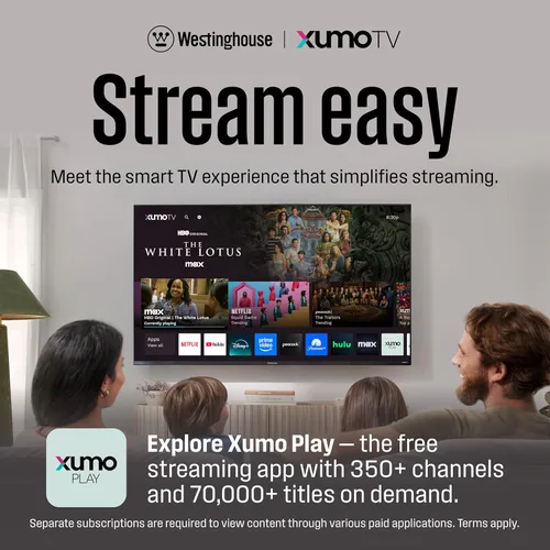 Vista 3 de Westinghouse Xumo Smart TV de 50 pulgadas, 4K UHD, control remoto de voz
