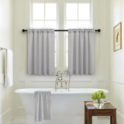 Vista 37 de Pitalk Cortinas de lino para café de 24 pulgadas de largo, con bolsillo trasero, plisadas, estilo bohemio, granja, cocina, cortinas para ventana