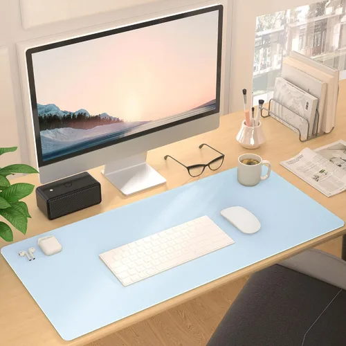Vista 6 de Protector de Escritorio de Cuero, Alfombrilla para Ratón, Alfombrilla Antideslizante para Computadora de Escritorio, Alfombrilla de Escritorio