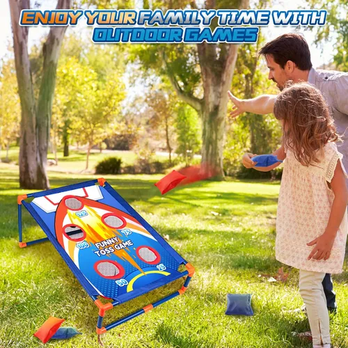Vista 6 de Juego de lanzamiento de bolsas de frijoles para niños, regalo ideal para niños de 3 a 8 años. Juguetes exteriores para niños y niñas de 3, 4, 5, 6