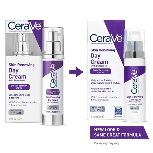 Vista 2 de CeraVe crema de día, renovador cutáneo con factor de protección solar 30, 1.7 onzas.