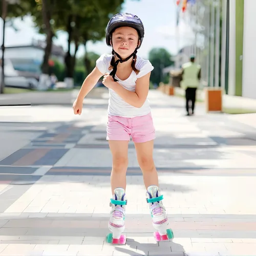 Vista 3 de Adjustable Kids Roller Skates for Girls and Boys Ages 3-5 5-8 8-12, All 8 Wheels of Girl's Skates Shine, Safe and Fun Illuminating for Outdoor