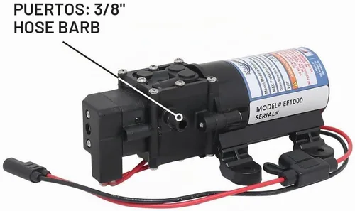 Vista 6 de Everflo EF1000-BOX - Bomba de diafragma de 12 V en caja con puertos de manguera de 3/8 pulgada, 1,0 GPM