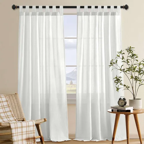 Vista 95 de H.VERSAILTEX Cortinas texturizadas de lino con filtro de luz para sala de estar, tratamiento de ventanas, cortinas naturales y duraderas con *Angora