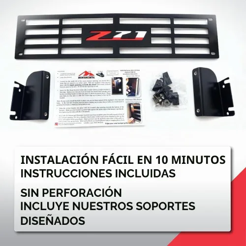 Vista 2 de Rejilla de acero inoxidable y pintura electrostática negra para insertar en defensa de 2015+ Chevy Silverado 2500 3500 HD Edición "Z-71
