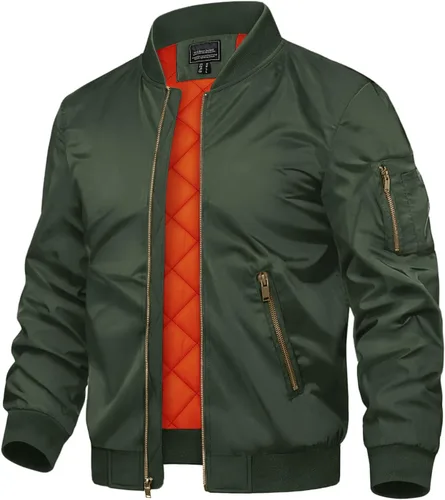 Vista 18 de TACVASEN - Chaquetas de hombre. Chaqueta bomber de otoño e invierno, acolchada, con cremallera completa, cálida, de estilo casual