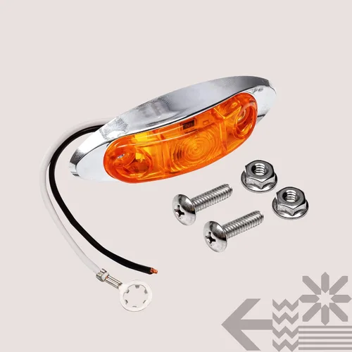 Vista 8 de TRUE MODS Luz de marcador LED de 2.5" ámbar para remolque con bisel cromado [DOT FMVSS 108] [SAE P2] [montaje superficial] [impermeable IP67] Luces