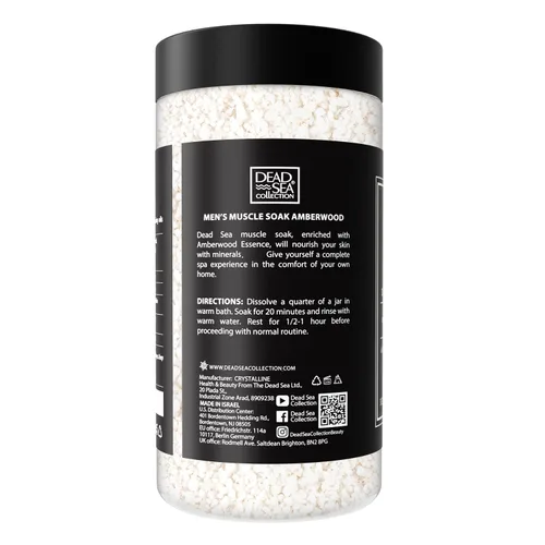 Vista 6 de Dead Sea Collection Sales de baño para hombres con aceite de madera de ámbar – baño de recuperación muscular – Sal pura del mar muerto para hombre