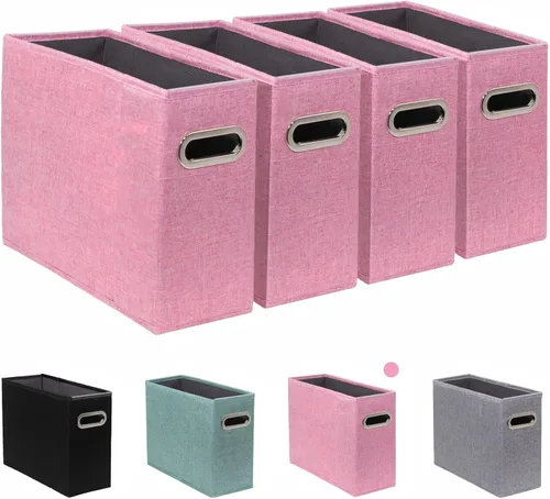 Vista 16 de Paquete de 2 cajas de almacenamiento de archivos tamaño carta plegables, organizador de carpetas colgantes de tela, soporte portátil para documentos