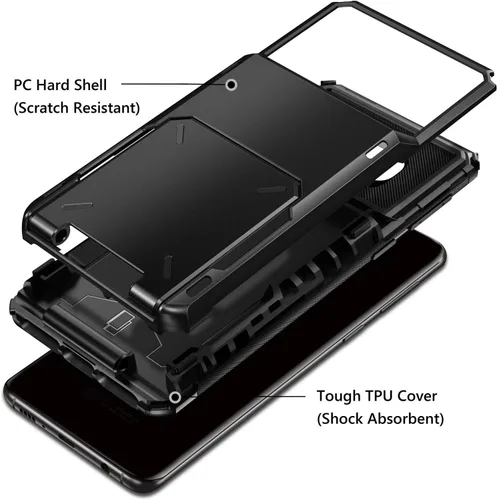 Vista 3 de Vofolen Funda tipo cartera para Galaxy Note 8 con soporte para tarjeta de crédito, bolsillo de 4 ranuras, puerta abatible, antiarañazos, de doble