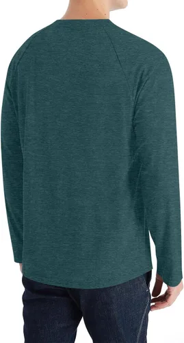 Vista 3 de NITAGUT Men's Summer Casual T-Shirts Front Placket Raglan Long Sleeve Henley Shirts with Pocket