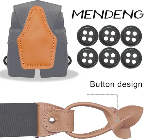 Vista 3 de MENDENG Tirantes de gancho giratorio de bronce vintage con 4 tirantes ajustables para hombre