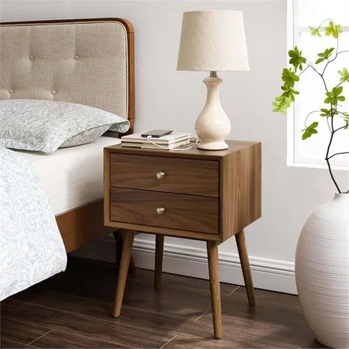 Vista 2 de Modway EEI-4343-WAL-WAL Mesita de noche de madera de brasa, nogal