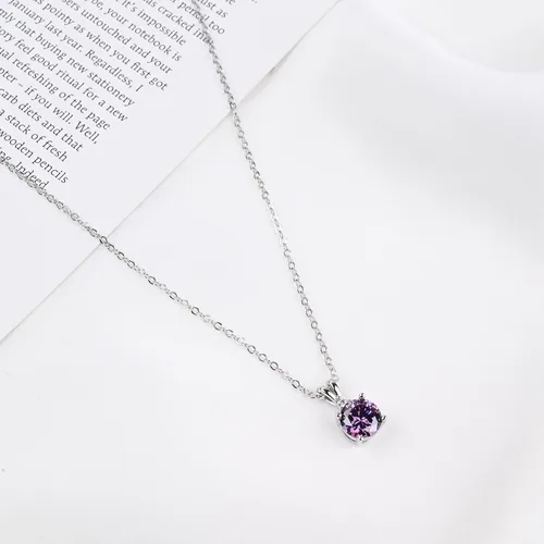 Vista 25 de 8mm Round Cubic Zirconia Sterling Silver Necklace Dainty Necklace Birthstone Jewelry Pendant Necklaces for Women