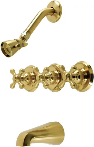 Vista 12 de Kingston Brass KB233AXAB Grifo victoriano de triple mango para bañera y ducha en latón antiguo