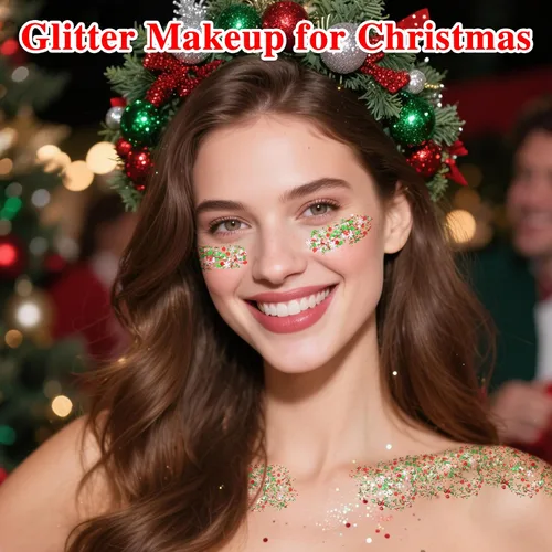 Vista 8 de MEICOLY Portugal - Maquillaje para fanáticos del fútbol con purpurina verde, rojo y blanco, para rellenar calcetines, maquillaje de cara gruesa