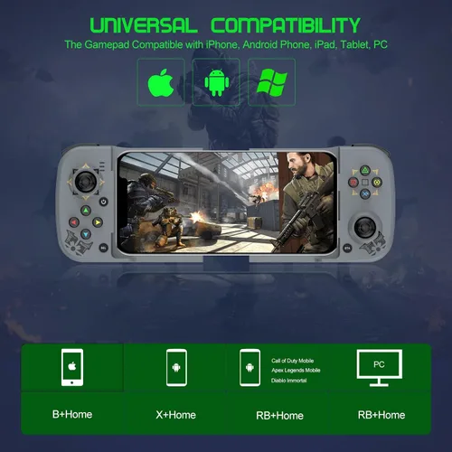 Vista 2 de Megadream Controlador de videojuegos móvil para iPhone iOS Android PC funciona con iPhone 14131211X, iPad, Samsung Galaxy, TCL, tablet, Apex