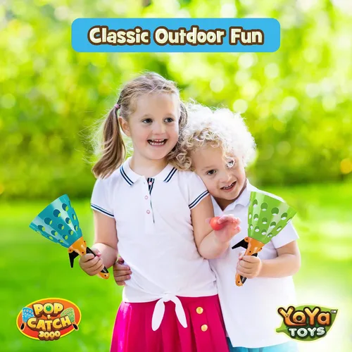 Vista 6 de YoYa Toys Juego de pelota Pop and Catch – Actividades de juego para niños en interiores y exteriores, juegos de atrapa para acampar, deportes