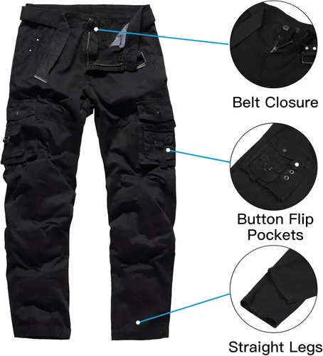 Vista 3 de Nothinchan Mens Lightweight Cargo Outdoor Relaxed Fit Cotton Casual Work Pants with Pocket