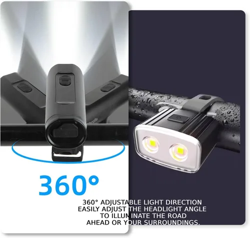 Vista 6 de Venzio Luces de bicicleta, juego de faros y luces traseras recargables