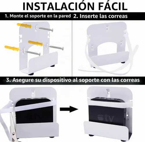 Vista 4 de Gmailmall - Soporte de pared ajustable para módem para la mayoría de reproductores multimedia estrechos, compatible con Roku, router, Fire TV, M4