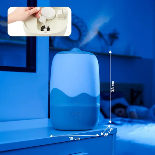 Vista 3 de Babymoov Wave - Humidificador 3 en 1 para bebé, fácil limpieza, llenado superior, capacidad XL para dormitorio grande y guardería, luz nocturna