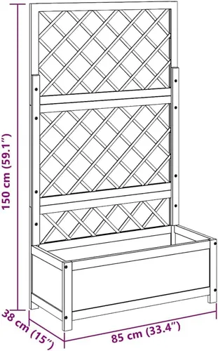 Vista 3 de vidaXL Cama elevada de madera de acacia maciza con enrejado, maceta rectangular versátil para exteriores, para patios, jardines o patios traseros