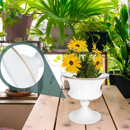 Vista 2 de PRETYZOOM Maceta pequeña de urna, florero de cerámica blanca para centro de mesa, arreglo floral blanco, decoración de mesa de boda