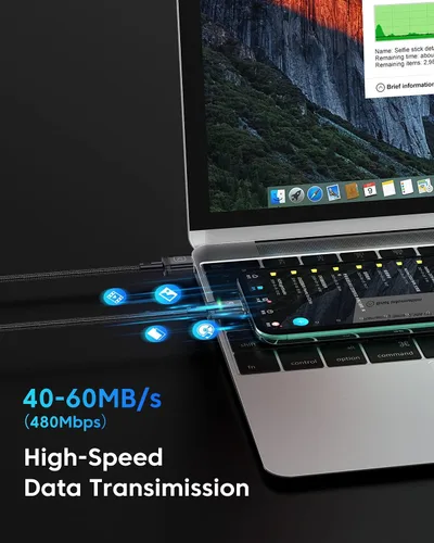 Vista 3 de Kuulaa Paquete de 3 cables de carga magnéticos, cable Lightning magnético, cargador de teléfono magnético de 3 A, carga rápida con puntas de carga 3