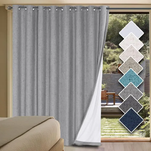 Vista 96 de H.VERSAILTEX Cortinas 100% opacas con aislamiento térmico, texturizadas, de lino, con bloqueo completo de calor y luz, para sala de estar y Negro