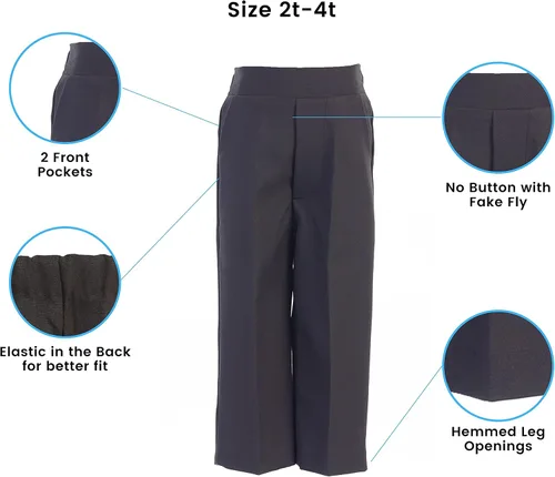Vista 3 de Pantalones de vestir negros para niños pantalones de vestir para bebé pantalones de vestir para niños pequeños pantalones y pantalones de traje