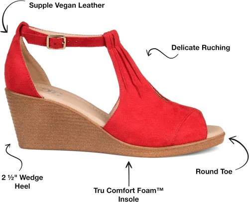 Vista 2 de Sandalias Journee Collection con correa de tobillo y cuña, suela cómoda, para mujer