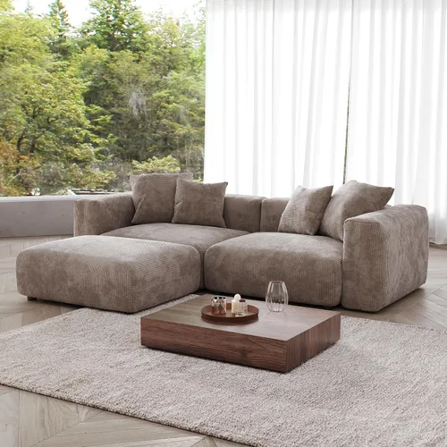 Vista 23 de JACH Sofás Seccionales de Pana para Sala de Estar, Sofá Seccional Modular con Otomanas Chaise, Fundas de Cojines Removibles, Sofá Cama Moderno