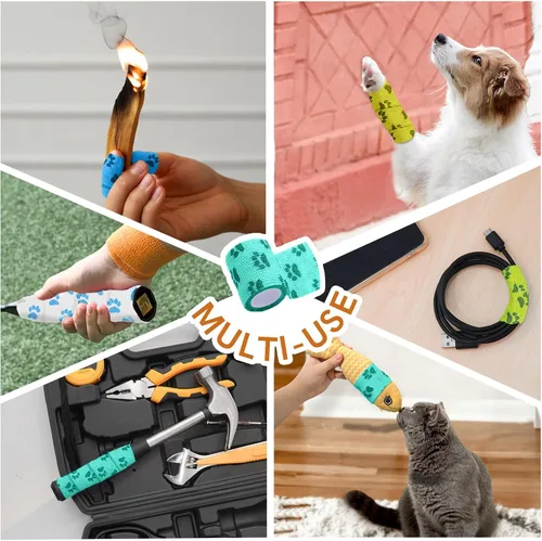 Vista 9 de Vendaje autoadhesivo para veterinario, cinta médica de primeros auxilios para muñecas, tobillos, dedos, ideal para deportes y actividades diarias