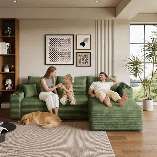 Vista 4 de AUGOP Sofá modular moderno de 96 pulgadas para sala de estar, sofá modular con sofás en forma de L, sofá tapizado sin hueso, asiento profundo, sofá