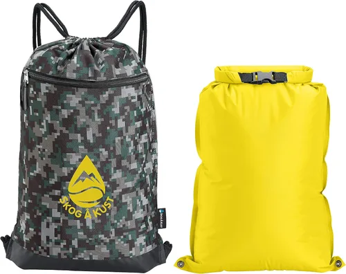 Vista 10 de Skog Å Kust GymSak - Bolsa de cincha con cordón 2 en 1 con bolsa seca impermeable extraíble