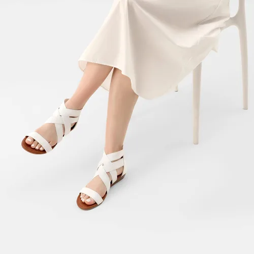 Vista 4 de Dream Pairs - Sandalias de plataforma baja con correa elástica en el tobillo para mujer