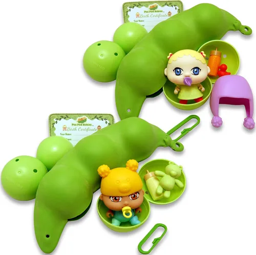 Vista 8 de Thin Air Brands Pea Pod Babies - Juguete coleccionable sorpresa misterioso con mini bebé, ropa y accesorios, todo en una cápsula suave de guisantes