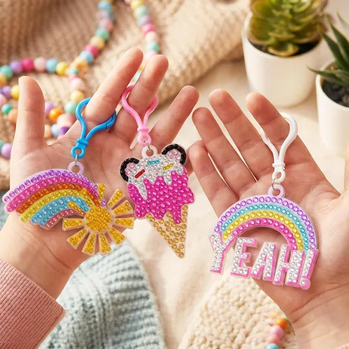 Vista 3 de Happy makers Big Gem Diamond Art Painting Arts Crafts Llaveros Suncatchers Kits para regalos, kit de pintura de mosaico por números