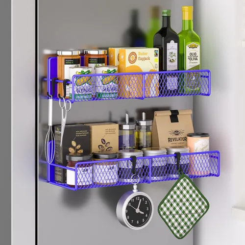 Vista 15 de Estante magnético para especias para refrigerador, paquete de 7 estantes magnéticos fuertes 100% de metal, organizador de especias con soporte