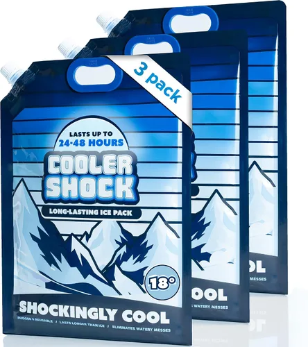 Vista 10 de Cooler Shock - Bolsas de hielo reutilizables para enfriadores - Paquetes de congelador fríos de larga duración para enfriadores y loncheras - Bolsas